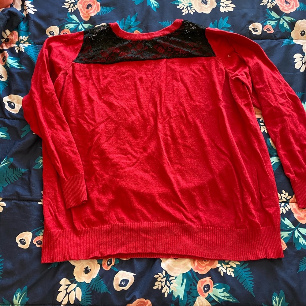 Torrid red and black sweater with lace